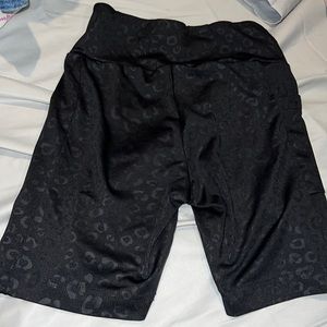 black biker shorts with leopard print